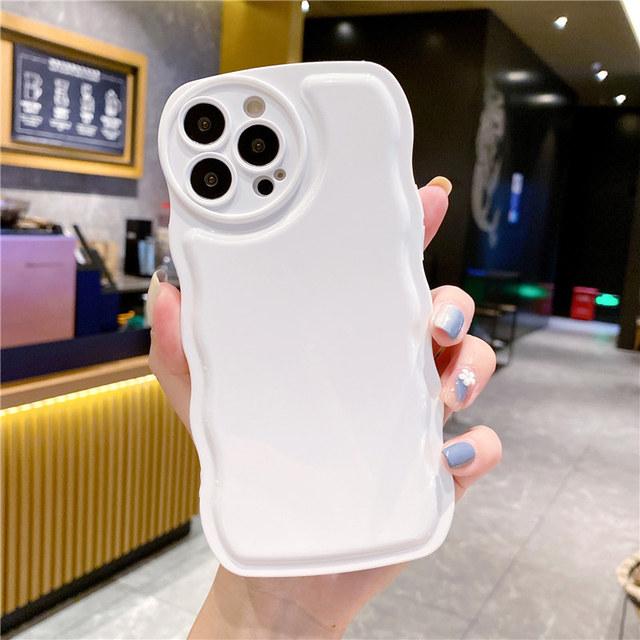 Objektivschutz Transparente lockige Wellen-Telefonhülle für Iphone 13 11 12 Pro Max Xs Max Xr X Xs stoßfeste Stoßstange klare hintere Abdeckung
