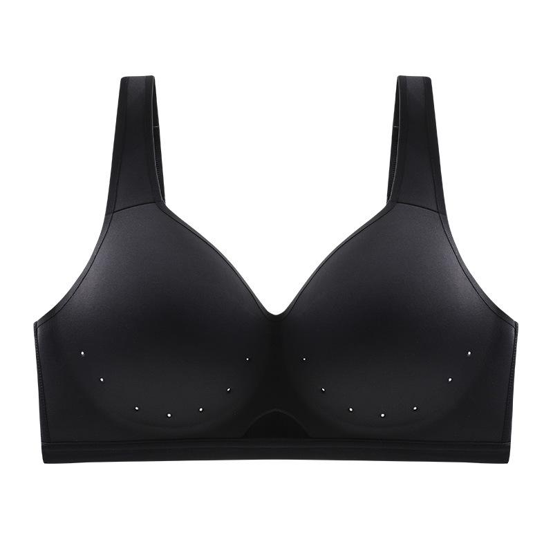 

Европейский и американский большой размер тонкая чашка с отверстиями нижнее белье гладкая красивая спина простой широкий плечевой ремень дышащий цельный бюстгальтер M/34/75CDEF чёрный