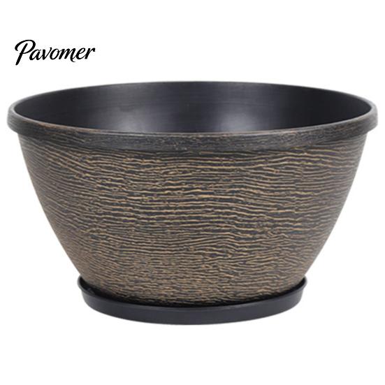 Weather Resistant Flower Basin Resin Planters, Vintage Plant Pot with Drainage Hole & Saucer, Lightweight Retro Style Courtyard Decor for Indoor