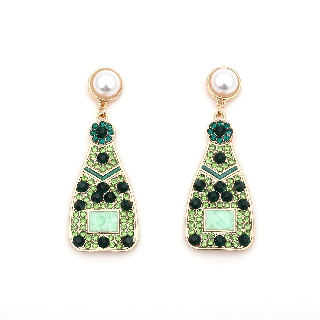Europe and the United States Cross-border Creative Fashion Alloy Wine Bottle Series Inlaid Rhinestone Earrings Personalized Temperament Light Luxury