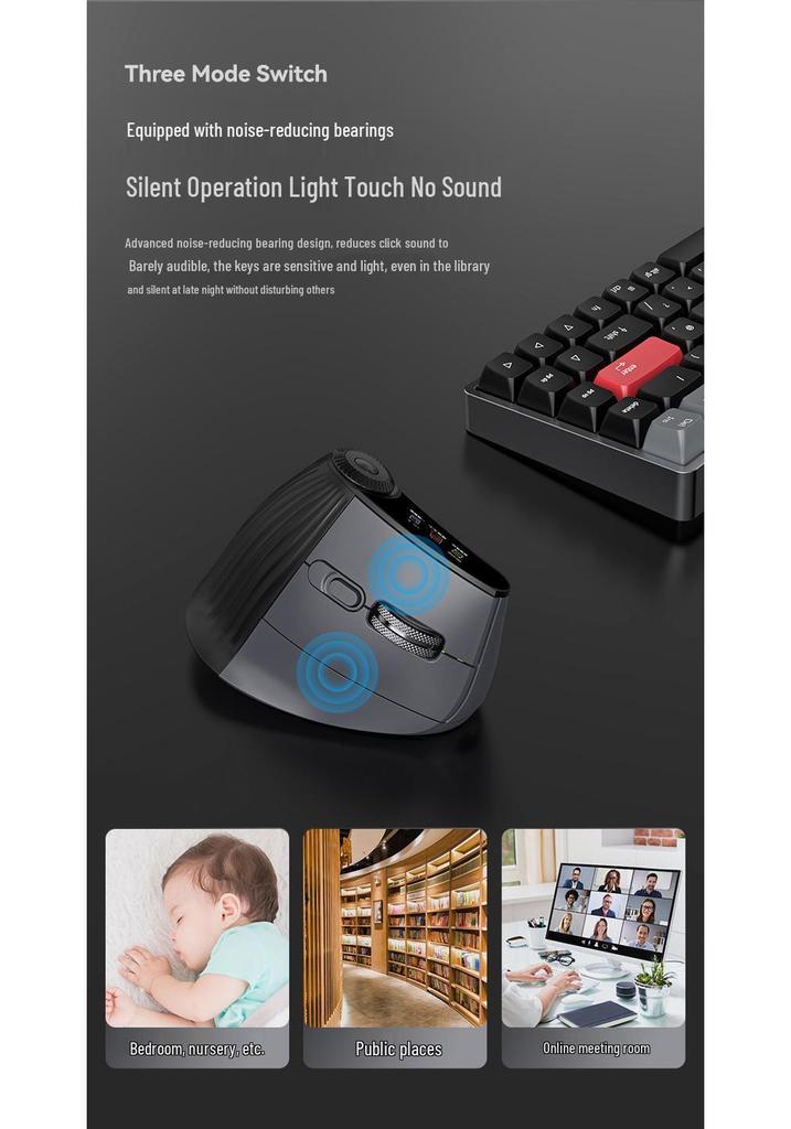 JOMAA Vertical Dual-Mode Wireless Bluetooth Mouse with Charger