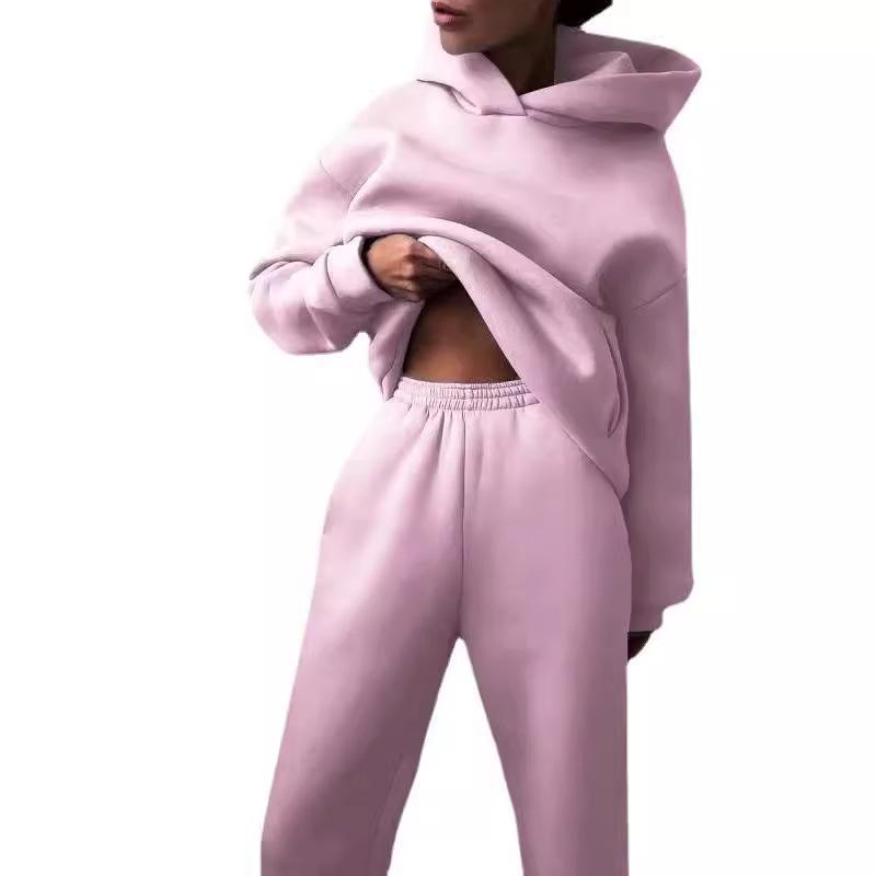 Women's Autumn Casual Two-Piece Hooded Sweatshirt and Long Pants Set