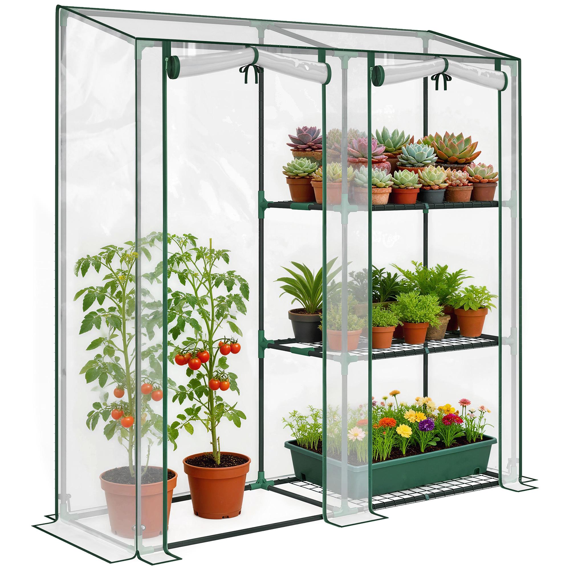 Garden Greenhouse with 3-level shelves, Small