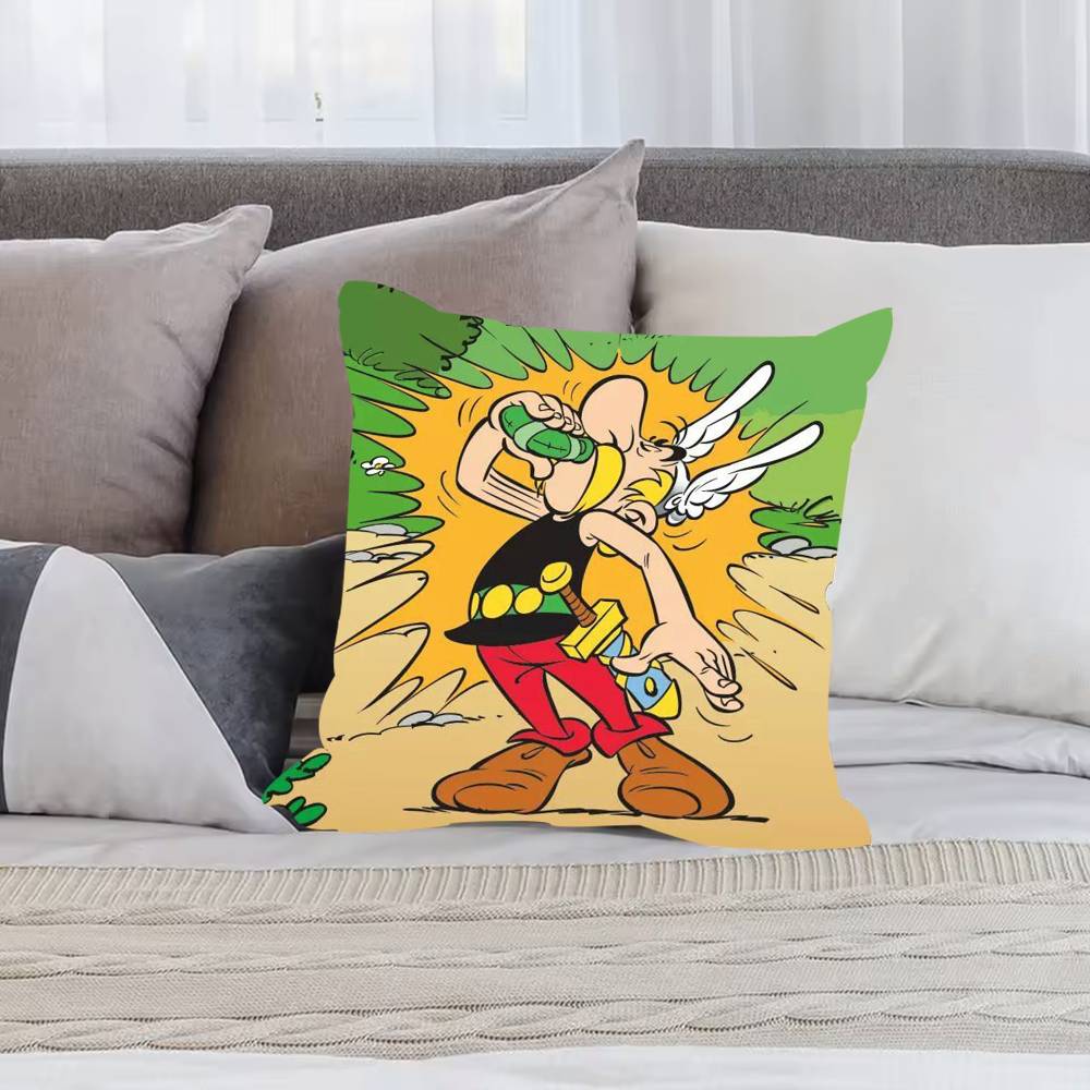 Asterix And O-Obelix Carton Pillow Case  Anti-dustmite Pillowcase Invisible Zipper Silky Short Plush Sofa Cushion Cover