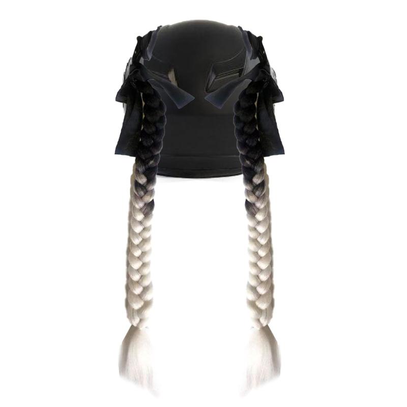 2pcs Motorcycle Helmets Ponytail with Bowknot Detachable Suction Cup Helmets Pigtail Universal Helmets Braid Multi Color