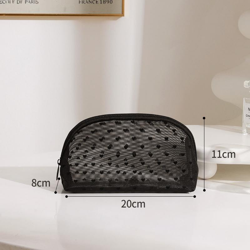 

Heart-Shaped Makeup Bag Large Capacity Mesh Storage Bag Portable Travel Toiletry Bag