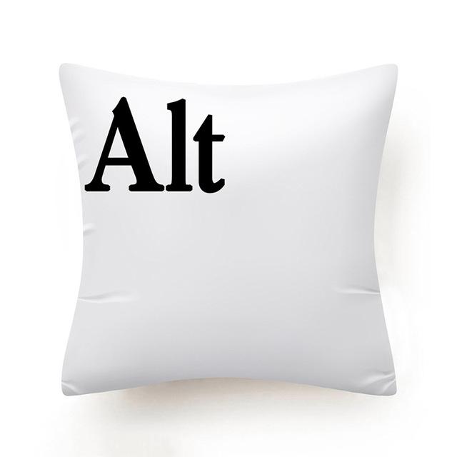 

Клавиатура Jeanette Alt Del Ctrl с буквенным узором, чехол для подушки из полиэстера, черно-белая декоративная наволочка, домашний декор 45X45 см