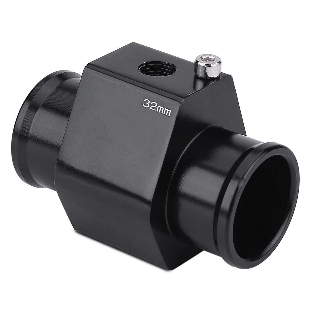 Water Temp Joint Pipe, Aluminum Car Water Temp Temperature Joint Pipe Hose Gauge Adapter Black(32mm)
