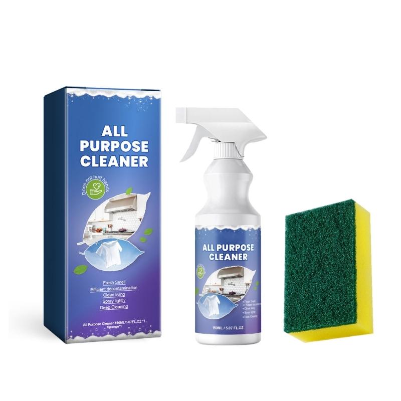 150ml All Purpose Cleaner Spray Home Kitchen Cleaning Spray Multi-Surface All Purpose Cleaner Spray with Sponges Gift