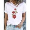Cute Floral Print T-shirt Ladies Fashion Short-sleeved Clothing Casual Loose Top