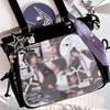 Seraphim Faux Leather Ita Bag with Side Pockets, Perfect for Otaku Activities, G.trigger, Ita Bag, Clear Bag, Transparent, Black [Parallel Import]