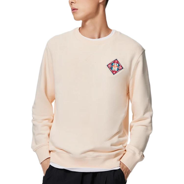 Li-Ning FW22 Embroidered Logo Print Pullover Sweatshirt Unisex Tops White AWDSF47-2