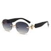 New High-End European Rimless Oval Sunglasses - Unisex UV Protection