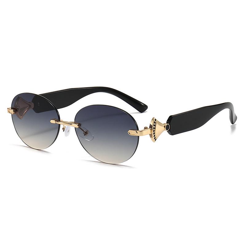 New High-End European Rimless Oval Sunglasses - Unisex UV Protection