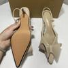Sommer Neue Schleife Frau High Heels Spitzschuh Kleid Slingbacks Elegant Nude Stiletto Damen Hochzeitsparty Sandalen