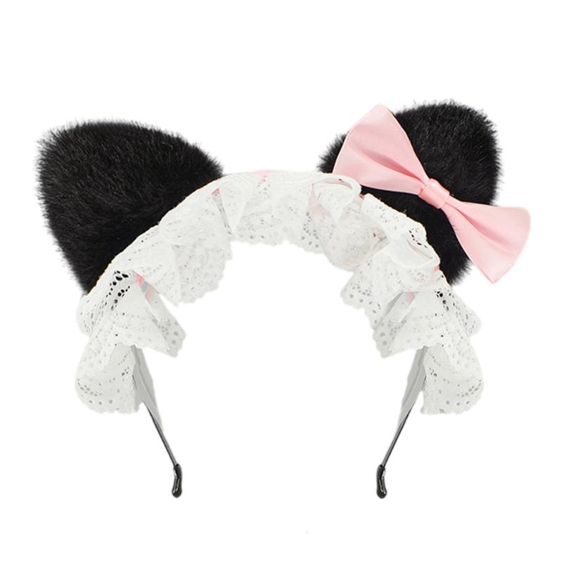 Plush Kitten Ears Headbands With NonSlip Silicone Grip For Role Play And Sports Activities Plush Headwear