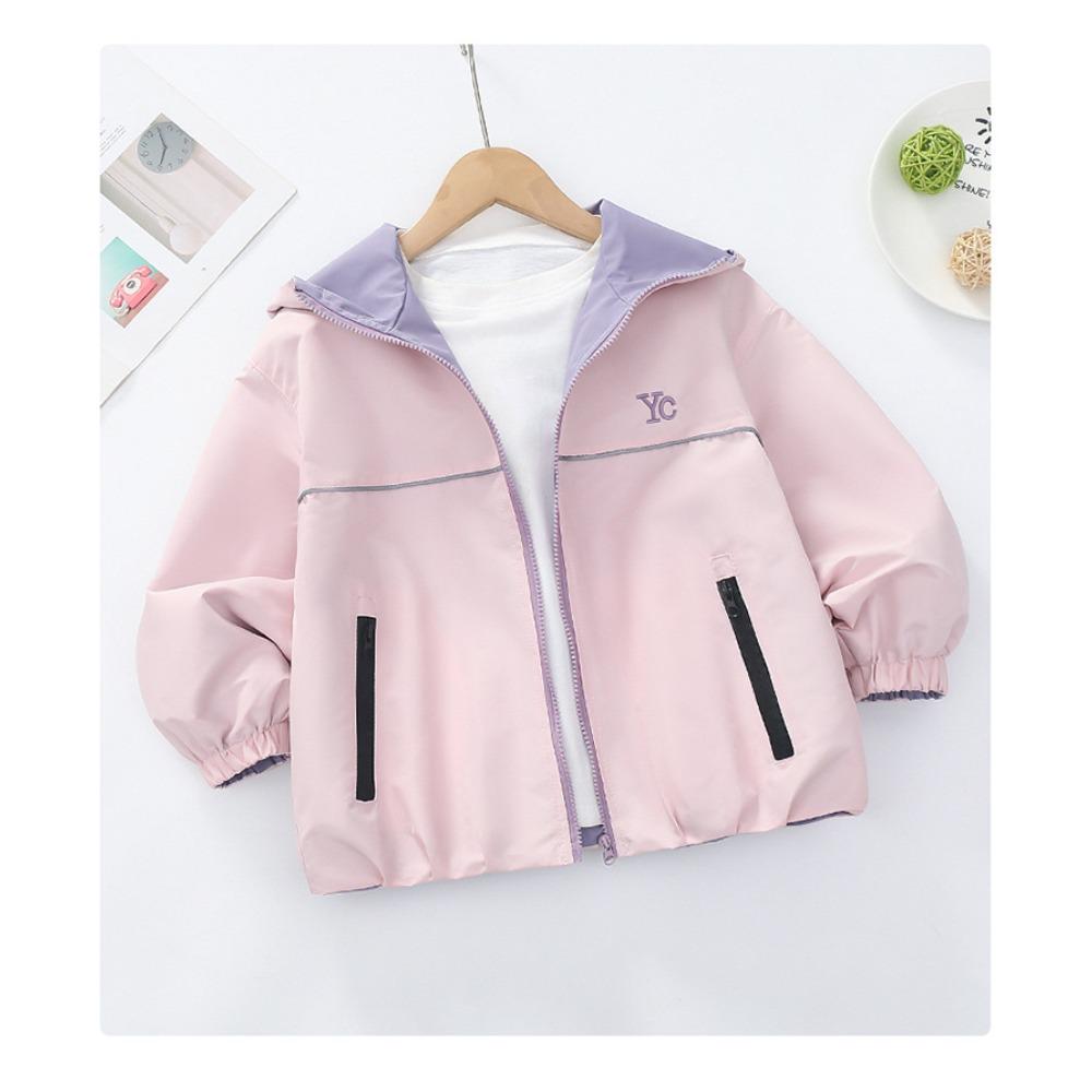 Giacca Reversibile per Bambina Primavera Autunno Moda Bambini Top Giacca a Vento con Cappuccio per Bambini Grandi Cappotto da Esterno