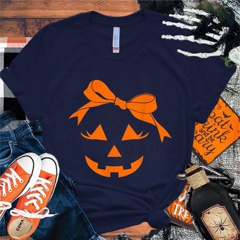 Coquette Bow Pumpkin Face Unisex Tshirts Funny Halloween T Shirt Unisex Unisex Tshirt Unisexs Oversize Tshirt Hip Hop Streetwear