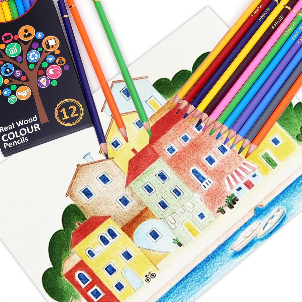 12 professional color pencils for premium soft cores.