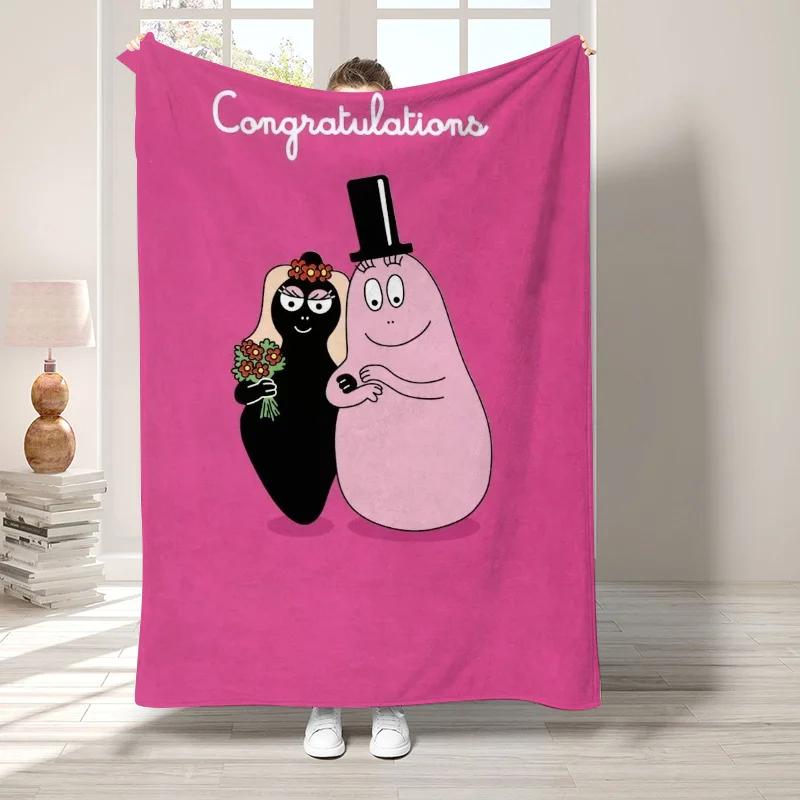 L-Les Barbapapa Decorative Blanket for Living Room Bedroom Decoration Bedspread On the Bed Fluffy Soft Blankets Boho Home Decor