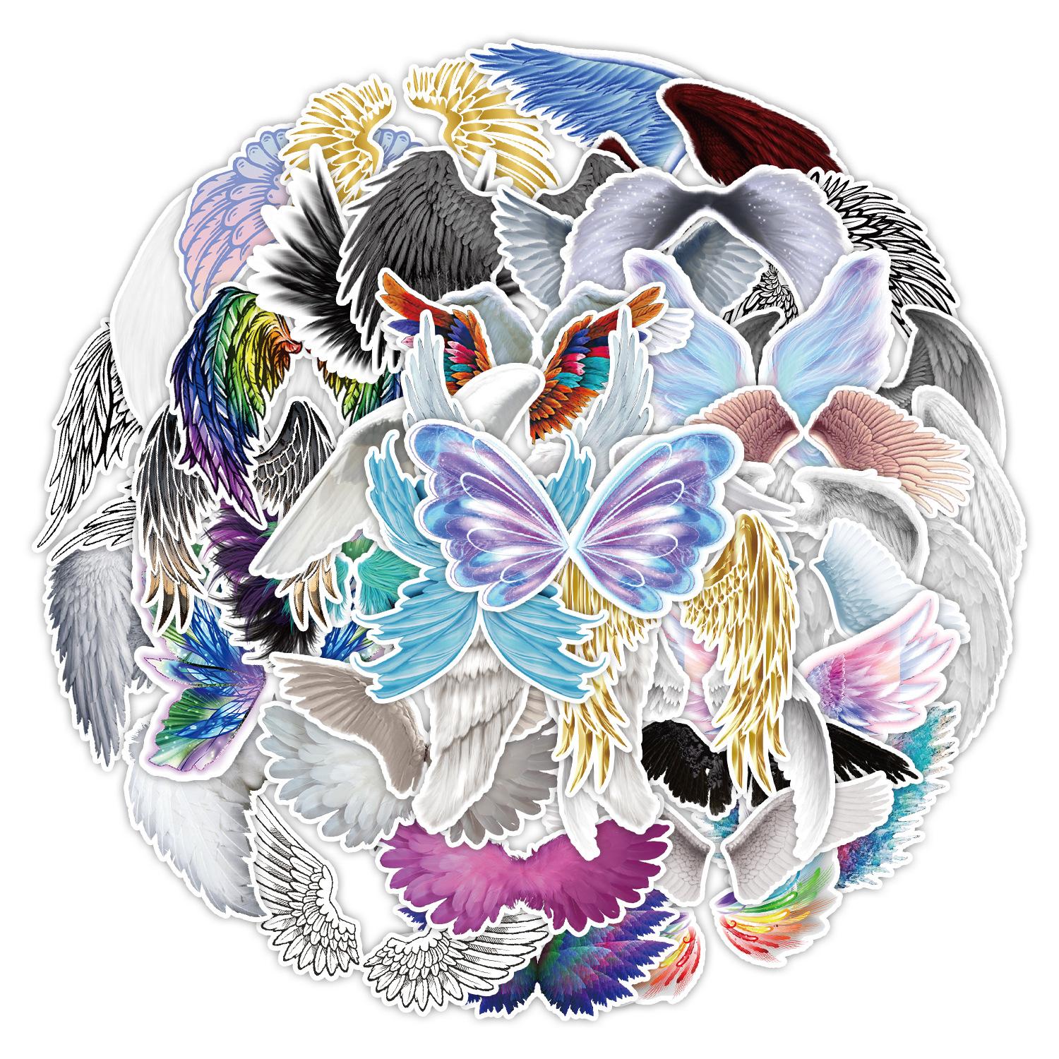 

50 Angel Wings Graffiti Stickers Computer Water Cup Desk Decorative Stickers Waterproof Creative Cartoon Stickers