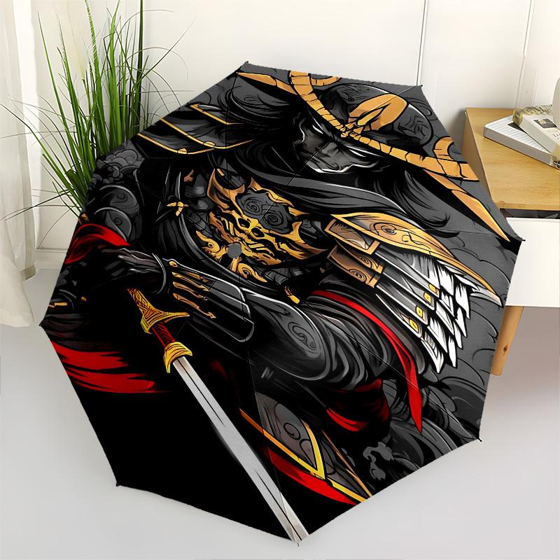 

Samurai Warrior Themed Automatic Opening and Closing Umbrella, Brightly Colored 8-rib Portable Umbrella, Suitable for Men and Women, A Perfe