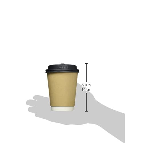 Niche Plus Latte Art Double-Walled Cups, Unbleached Craft (400ml), with Lids (Openable), Set of 10