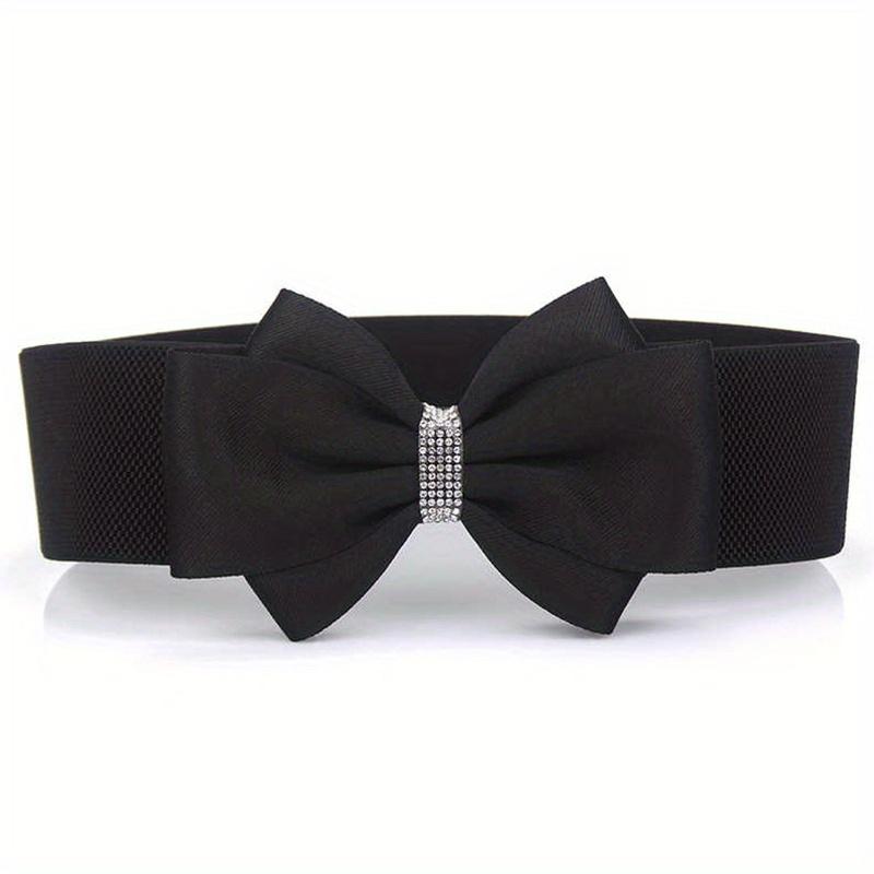 Large Elastic Bow Solid Color Wide Waistband Women'S Decorative Belt With Elastic Waist Seal Korean Version
