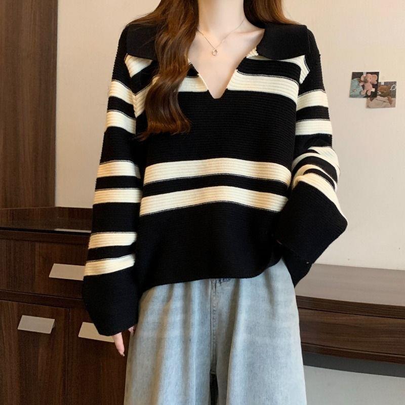 2025 Autumn Plus Size Women s Casual Loose Knitwear - Versatile, Slimming & Age-Reducing 2XL (70-80 kg) чёрный