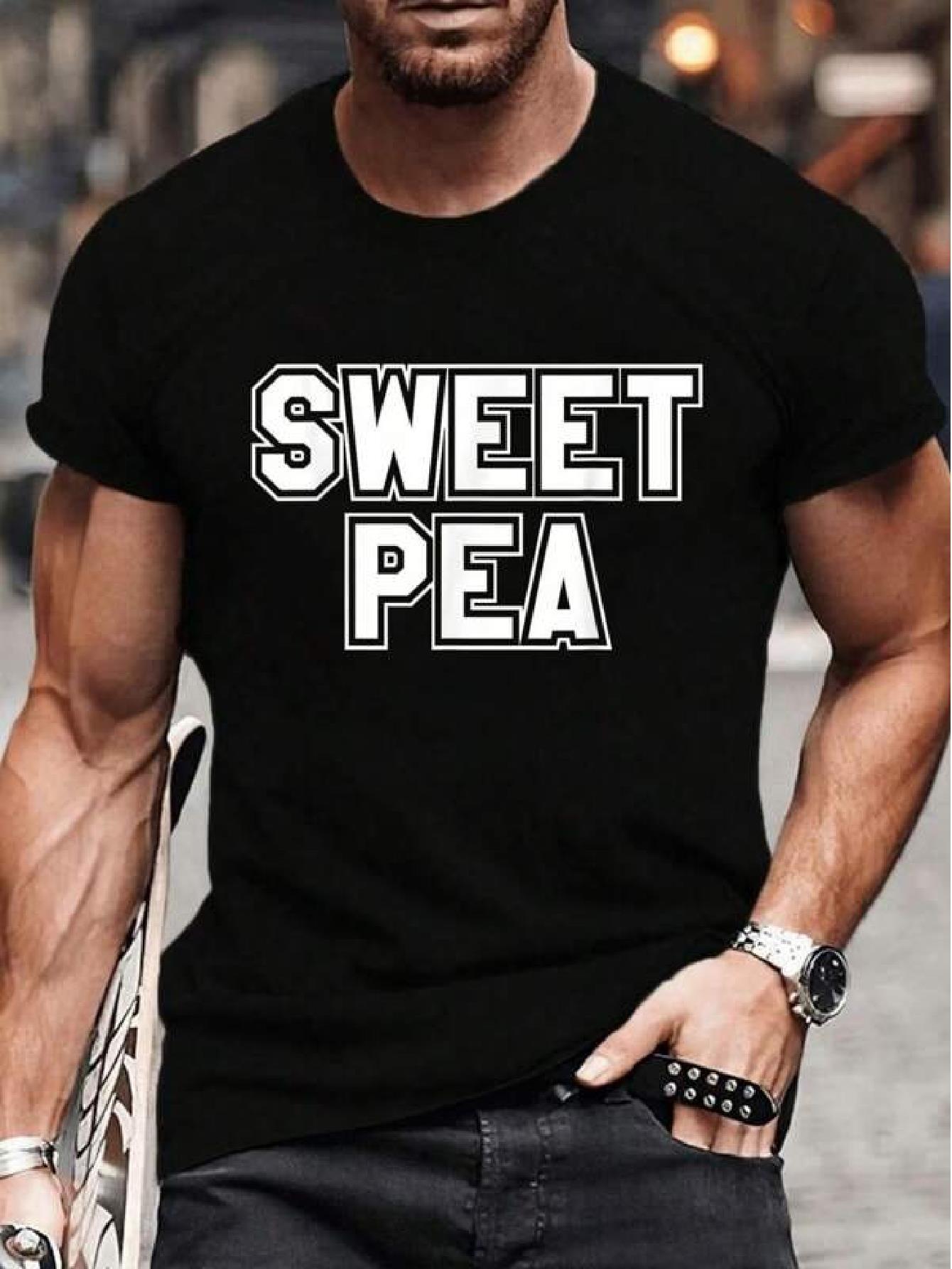 Heavyweight 100% Cotton Sweet Pea Graphic T-shirt - Bold WHITE TEXT Print XXXXL