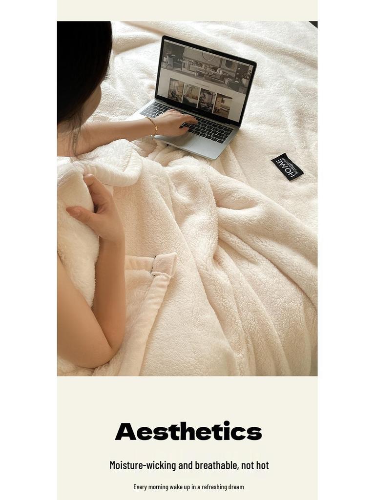 Luxurious Thick Half-Sided Plush Blanket for Autumn & Winter - Perfect for Sofa or Office Naps