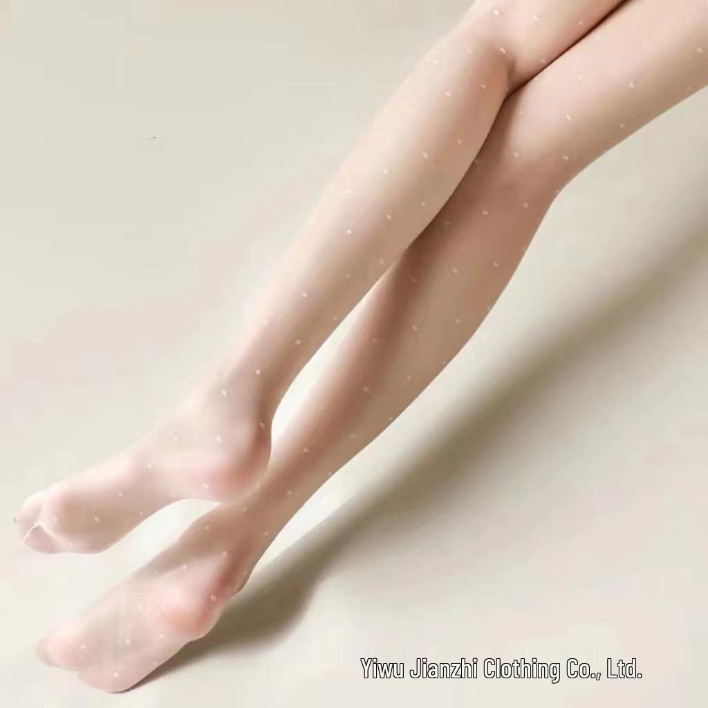 Ultra-Thin 0D Polka Dot Anti-Snag Pantyhose: High-Transparency, Black or White Stockings for Women - Perfect Autumn/Winter Base Layer.