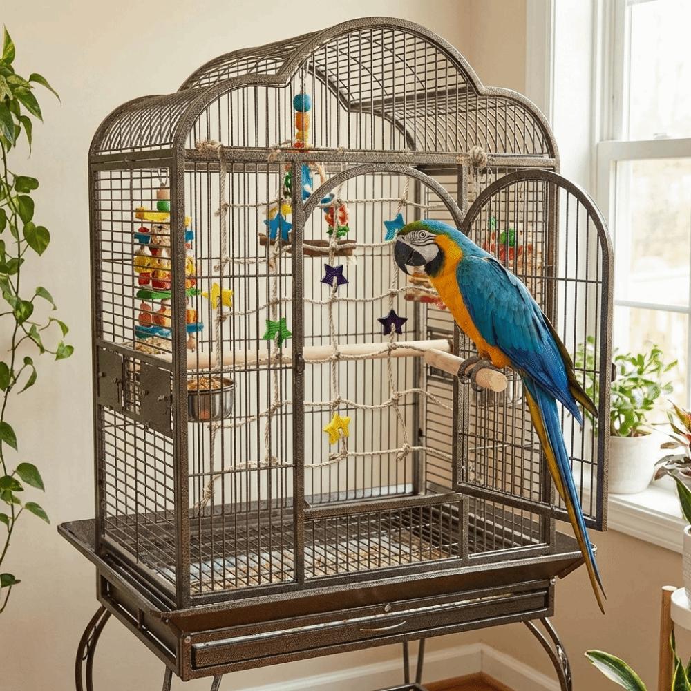 Hanging Parrot Climbing Net Colorful Star Bird Stand Net Creative Bird Swing Rope Indoor