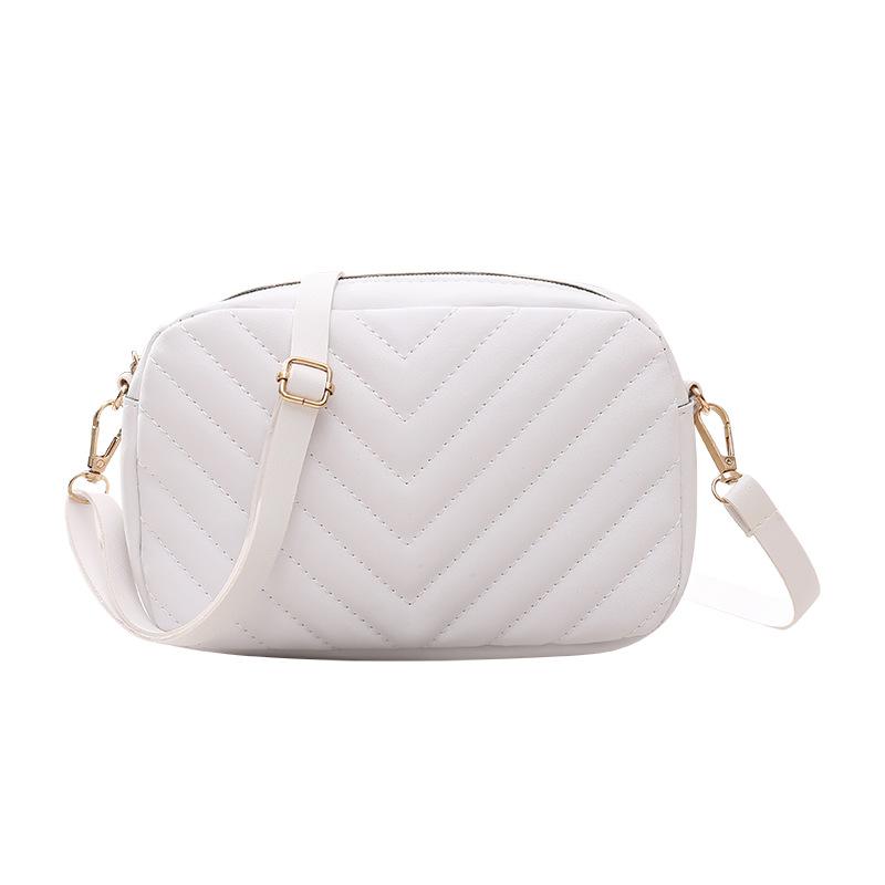 Women's Bag New Fashion Casual Bag Embroidery Thread Solid Color Messenger Bag Wave Pattern Shoulder Bag One Piece