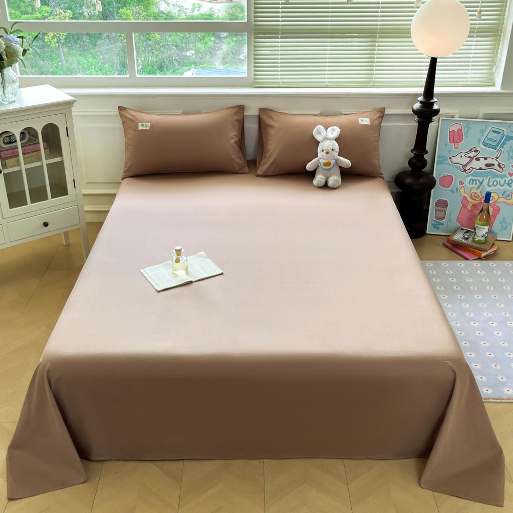 Yongyouwan Cotton Solid Color Double Piece Bed Sheet