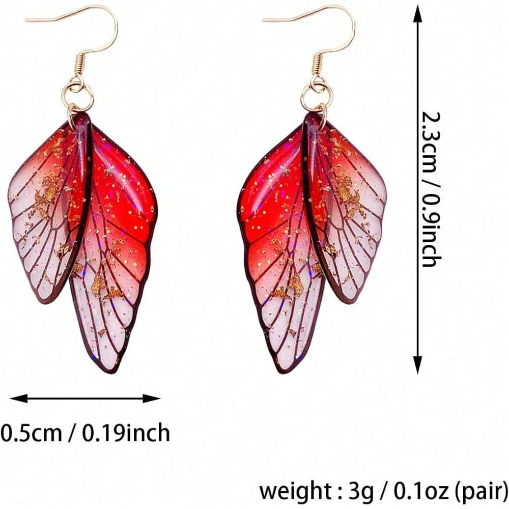 1Pairs Gold Plated Crystal Butterfly Wing Drop Dangle Earrings For Women Wedding Jewelry