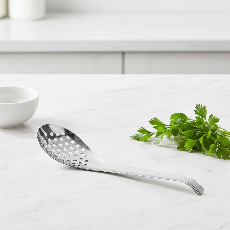 Stainless Steel Strainer Spoon with Holes Non-slip Caviar Builder Utensil for Home Kitchen Dining Cuisine Making