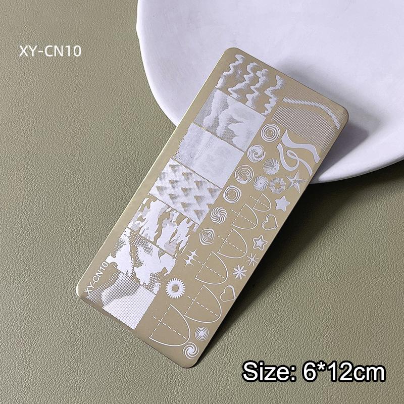 

12X6Cm Golden Rectangular Nail Stamping Plates Bowknot Butterfly Flower Cat Designs Nail Art Template For Diy Nail Decor Stencil