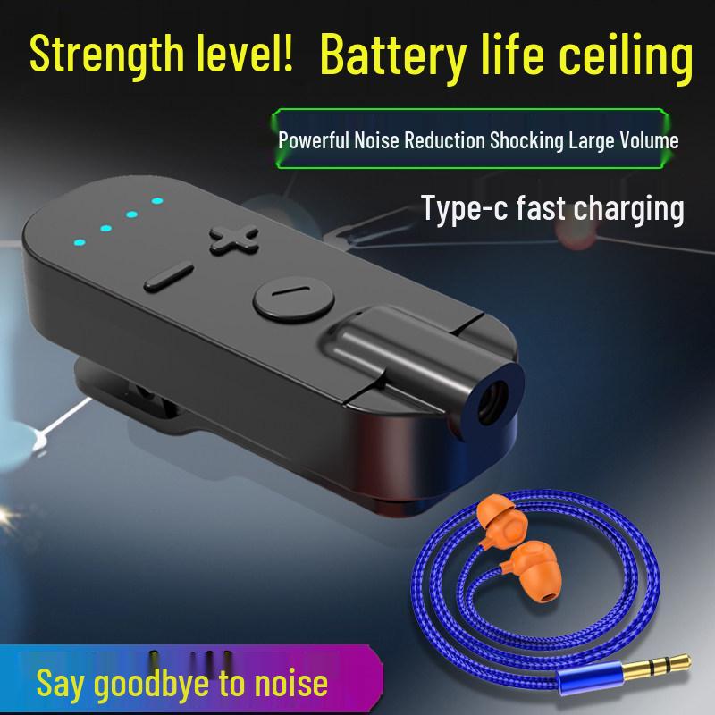 Universal Clip-On Bluetooth Headphone Receiver with Extended Battery, High-Quality Sound, Noise Reduction, and HD Calls