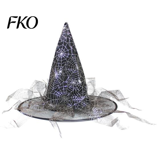 Halloween Witch Hat Wizard Hat, Adult Kids Cosplay Cone with Spider Leather Web Star Decor, Gothic Party Costume Prop, Trick or Treat Accessory
