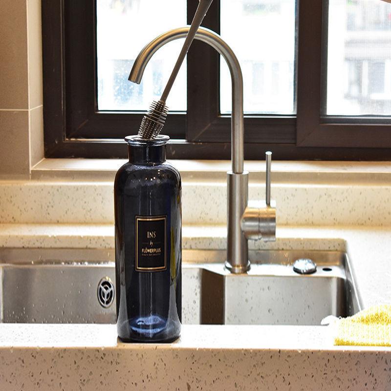 Mycí šálek, rotační kartáč na šálky, kartáč na láhve s mlékem, speciální čištění skvrn od čaje s dlouhou rukojetí, silikonový kartáč na tvrdé vlasy