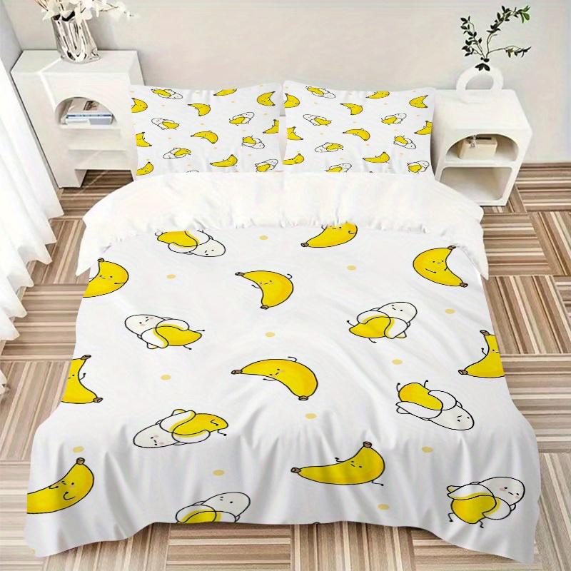3pcs Banana Pattern Bedding Set, Breathable and Soft, Suitable for All Seasons, Ideal for Home Use, Suitable for Bedroom Decor 21112