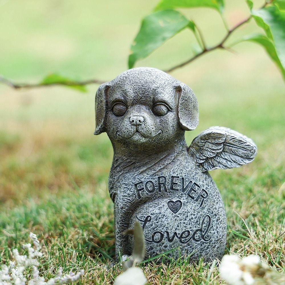 Resin Pet Memorial Statue Stone Finish Pet Memorial Tombstone  Living Room