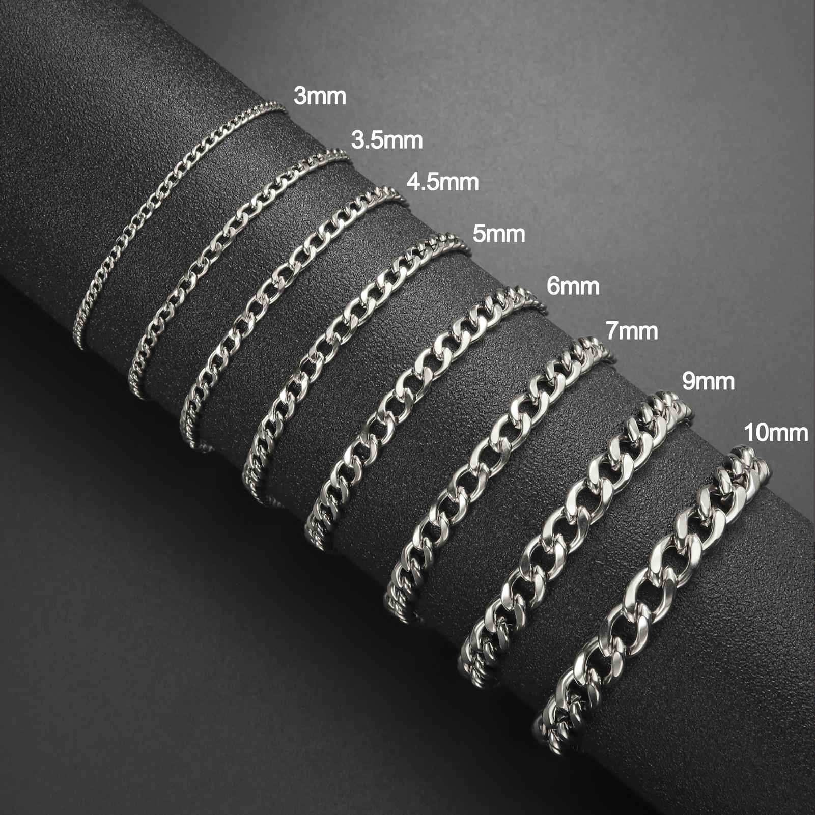 

Teamer 3-10mm Wide Men s Cuban Chain Bracelet Women Stainless Steel Gold Color Minimalist Basic Figaro Chain Punk Jewelry Gift 3mm&17cm