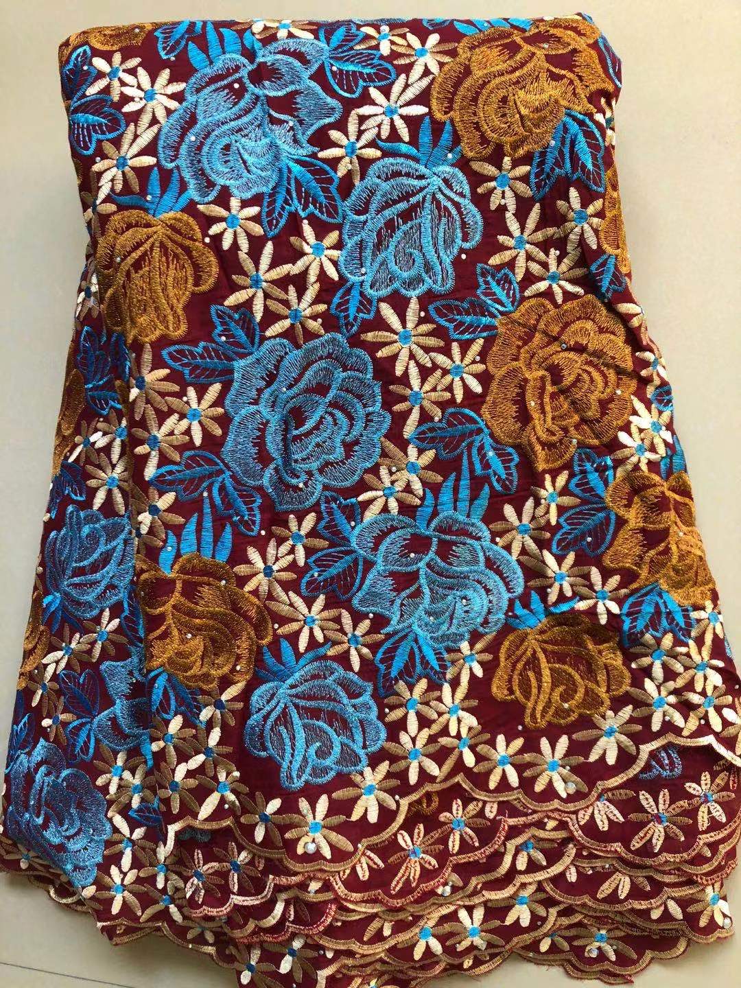 

African Cotton Lace Fabric 1or5Yards Nigerian Swiss Voile Cotton Lace Fabrics 2025 Tissus Jersey For Women Sewing Party Dresses 1 yard&120cm