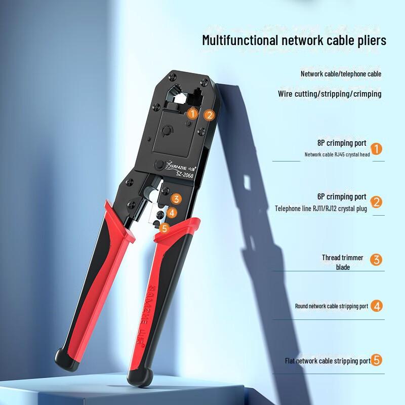 SAMZHE Network Tool Kit: Cable Pliers, Tester, Wire Stripper & Cutter