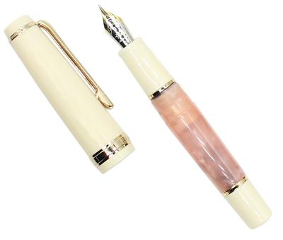 Gullor Mini Fountain Pen Gold Acrylic Pocket Bent Trim, Pen, Pink, Nib.