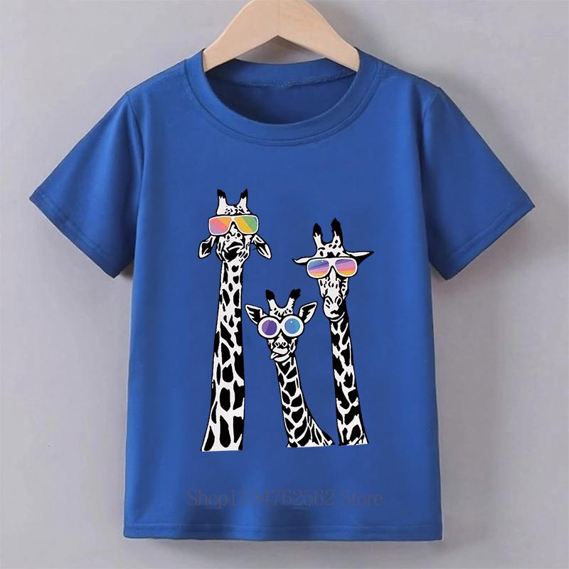 Black White Giraffe Graphic Tshirts for Girls Summer Children Cute Funny Casual Colorful Tops Kids ONeck Short Sleeve Tshirts