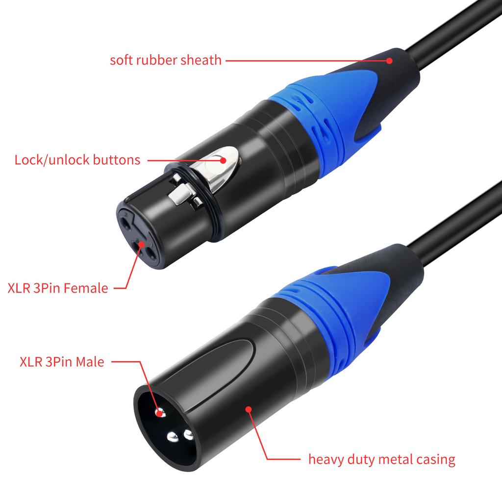 Reliable XLR Splitter Adapter Cable Cord Male To Double Female Connectors Adaptor Wire Y-Splitter 3Pin Microphone Line