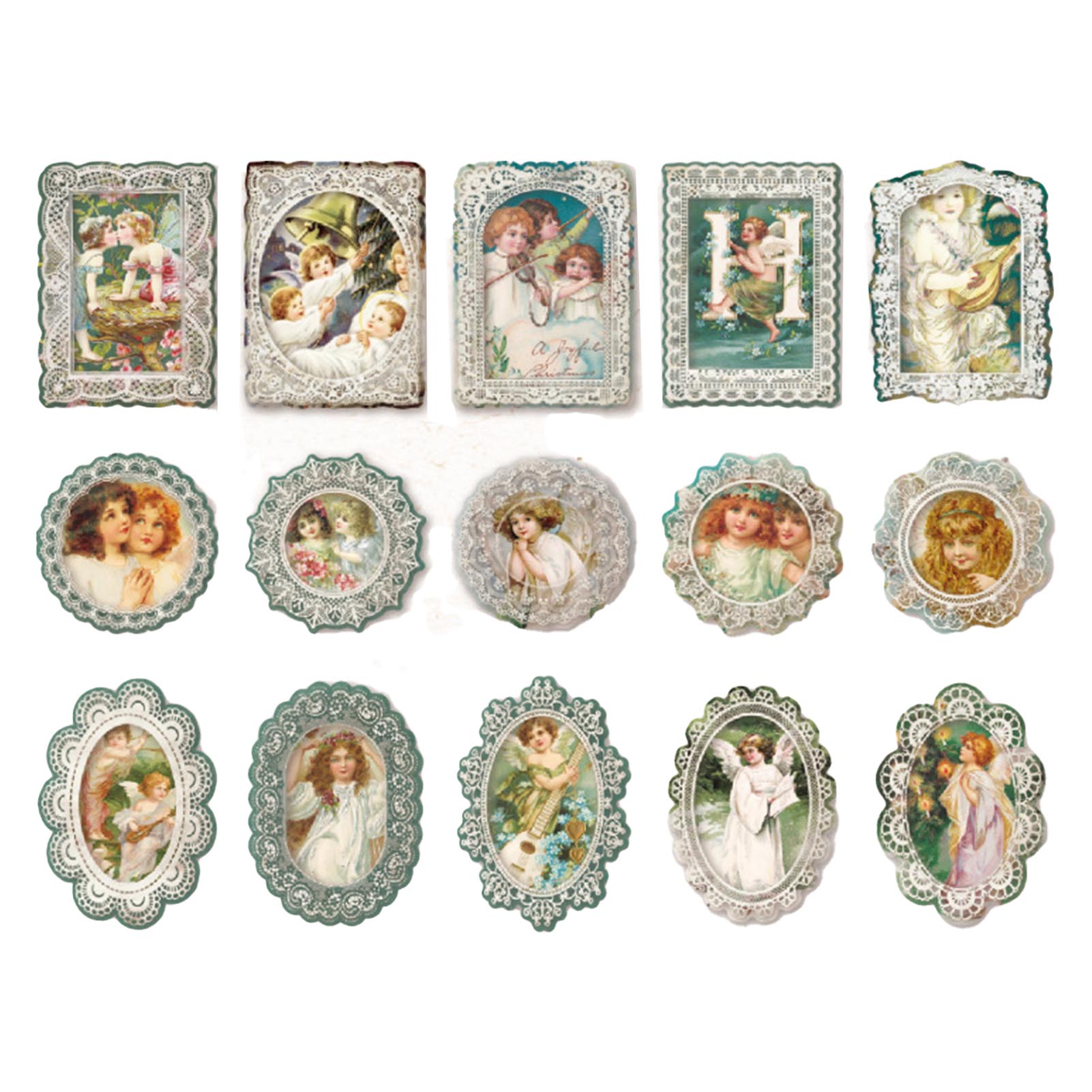

45 Pcs Lace Stickers Retro Commemorative Style Decorative Sticker for Scrapbooking Album Decoration
